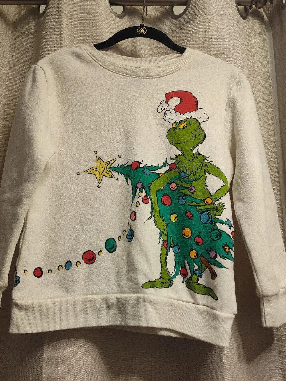 The Grinch Dr Seuss Sweatshirt Crew Neck Christmas Long Sleeve Girls Youth Med